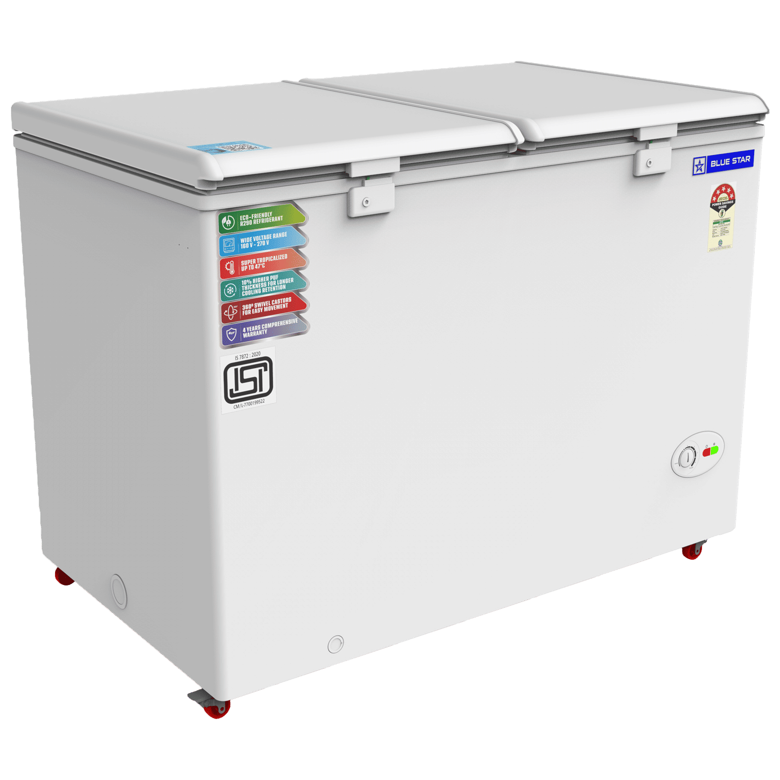 Buy Blue Star 300 Litres 5 Star Double Door Deep Freezer (Stabilizer